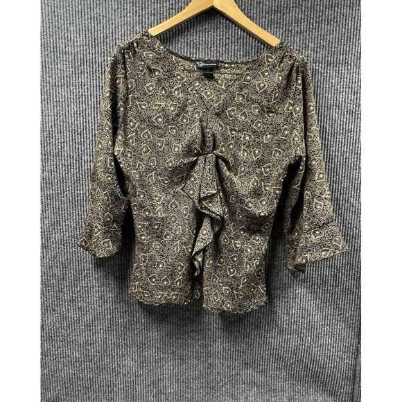 Momentum Womens Blouse Size 14 Floral Ruffles Dressy‎ Preppy Polyester Top - Picture 4 of 14